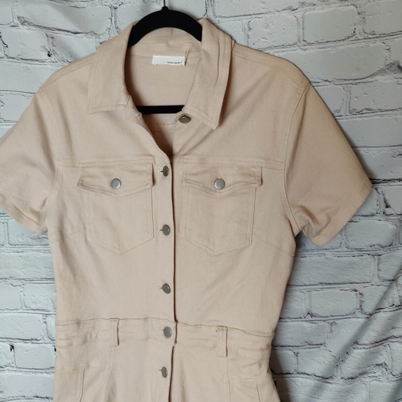 Heatherly Piper Coverall Crop Jumpsuit Putty Short Sleeve NEW Size Small - Picture 5 of 10
